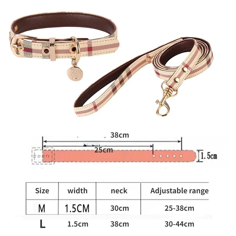 Pet Luxe Market™ Leather Pet Collar and Leash Set