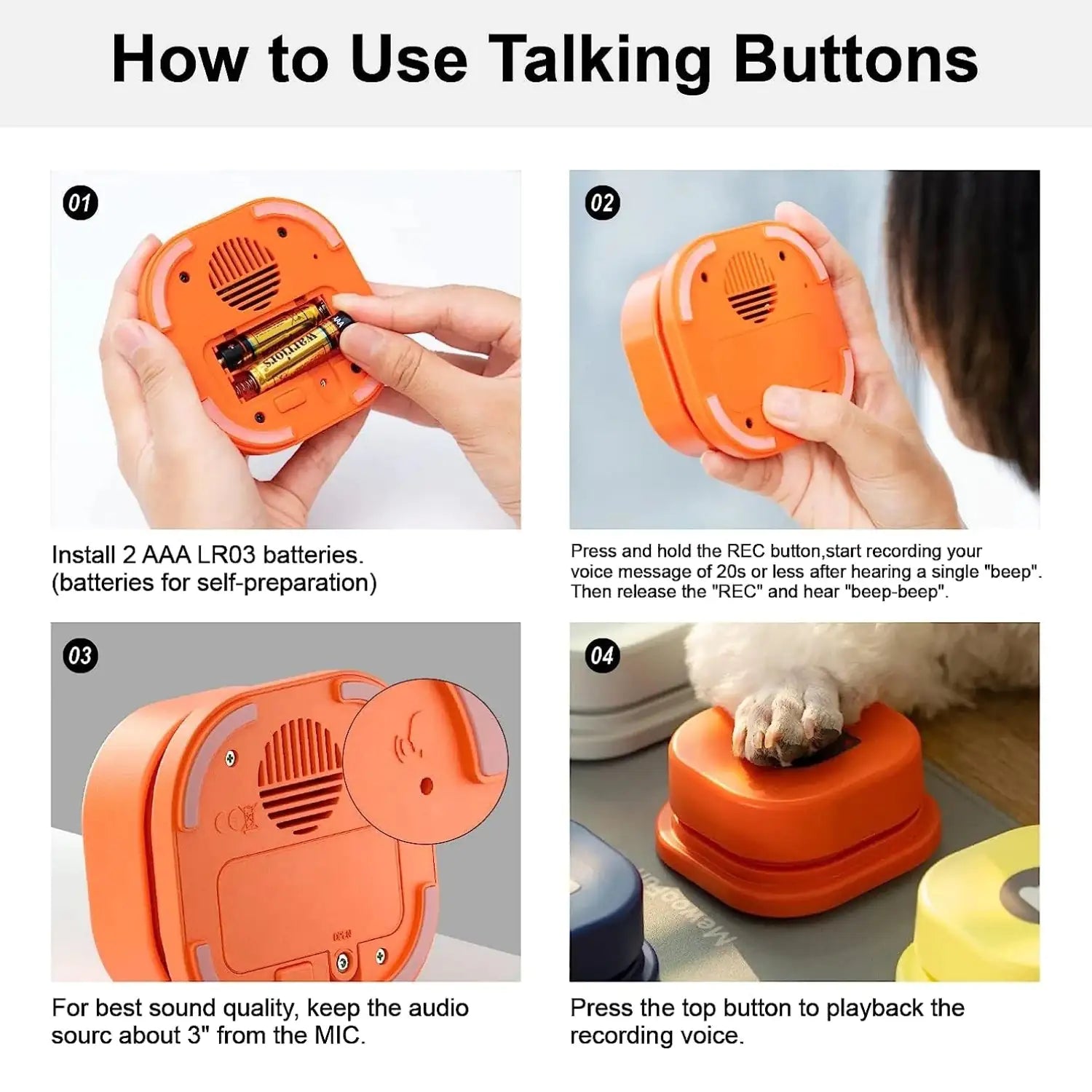 Pet Luxe Market™ Training Buzzer Recordable Talking Button - Pet Luxe Market