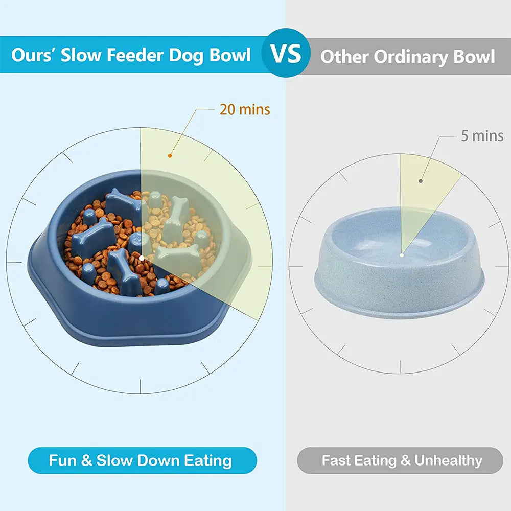 Pet Luxe Market™  Slow Feeder Bone Design Pet Bowl - Pet Luxe Market