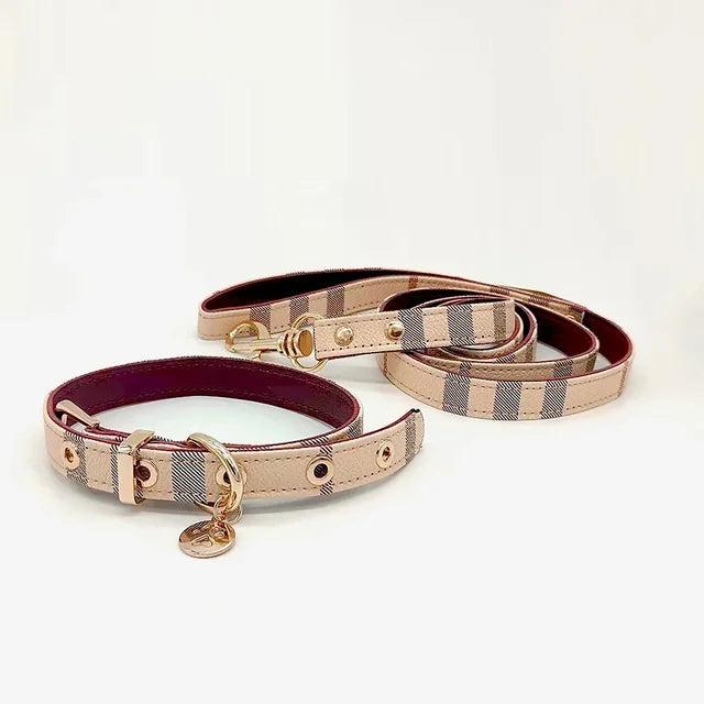 Pet Luxe Market™ Leather Pet Collar and Leash Set