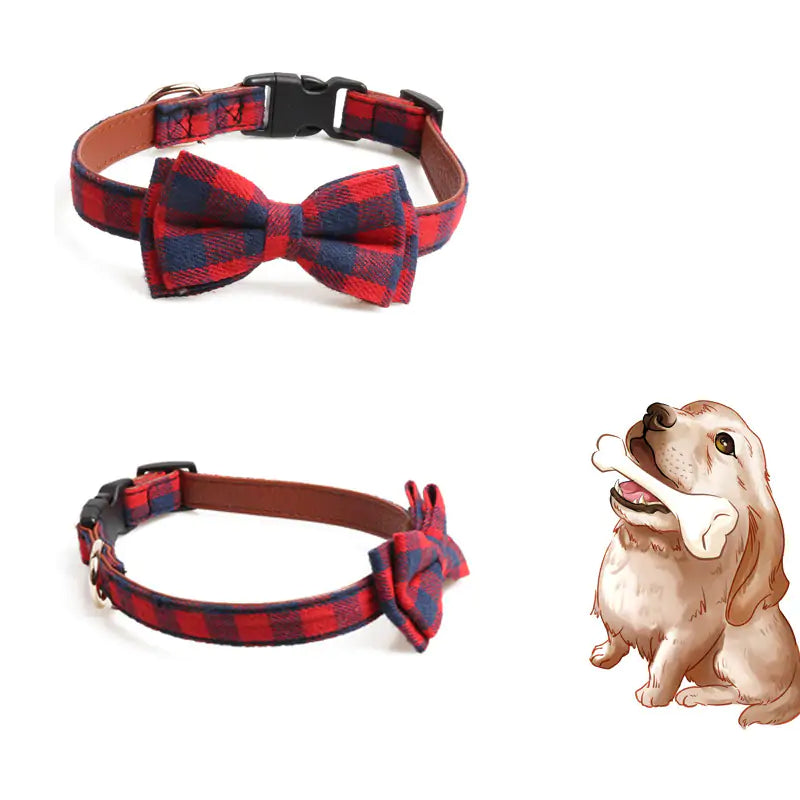 Pet Luxe Market™ Plaid Bowknot Pet Necklace - Pet Luxe Market